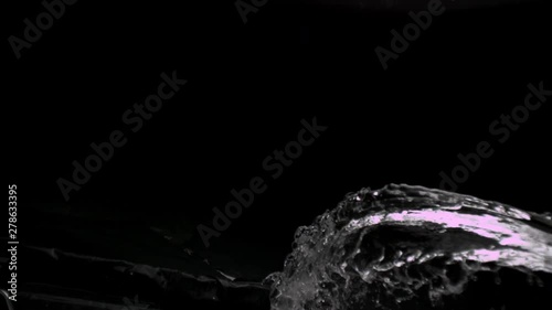 isolated water splash on black backdrop wide shot v02 photo