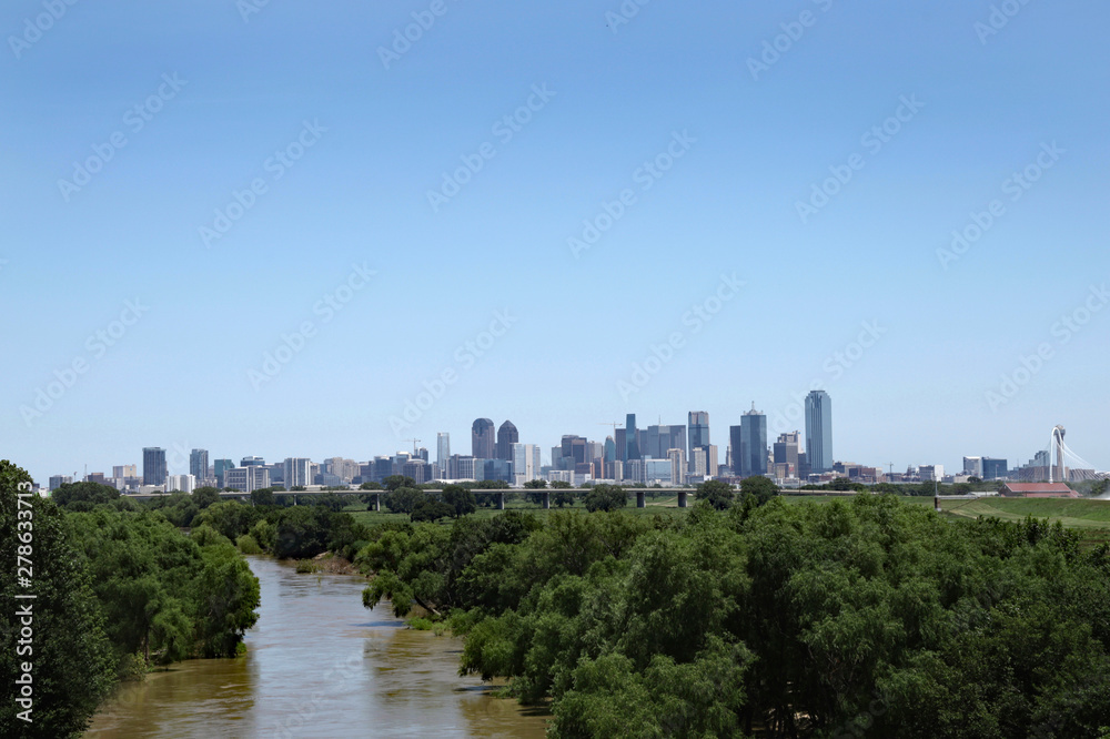 Dallas Texas Skyline Trinity River View Greenbelt Park
