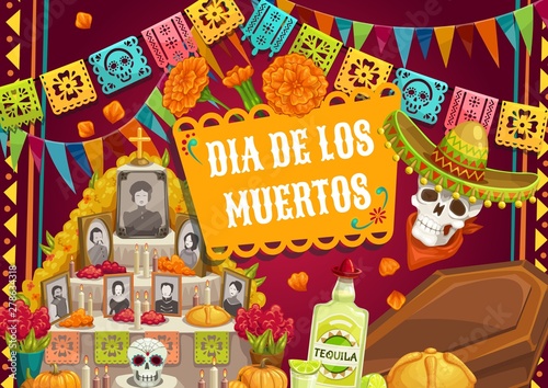 Day of Dead Mexican Dia de los muertos altar photo