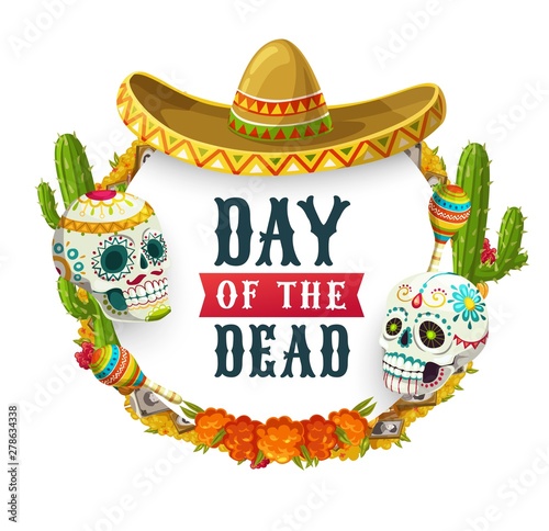 Day of Dead Mexican catrina calavera in sombrero