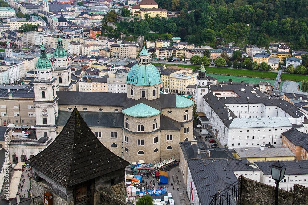 Aerial view of the city Salzburg (Austria)