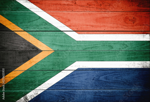 Flag of the South Africa, wooden background. © Milan
