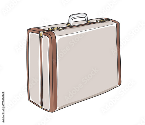 old Suitcase Luggage Retro Travel hand drawn cute art painting vector illustration