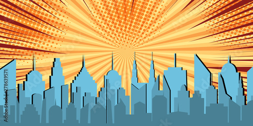 Comic light cityscape concept