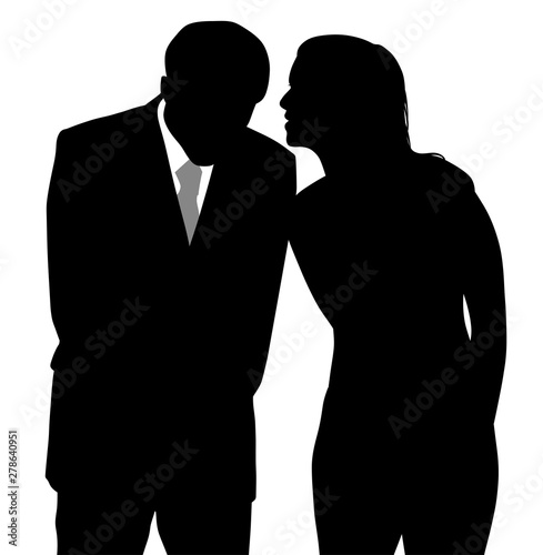 Man and woman discreet conversation photo