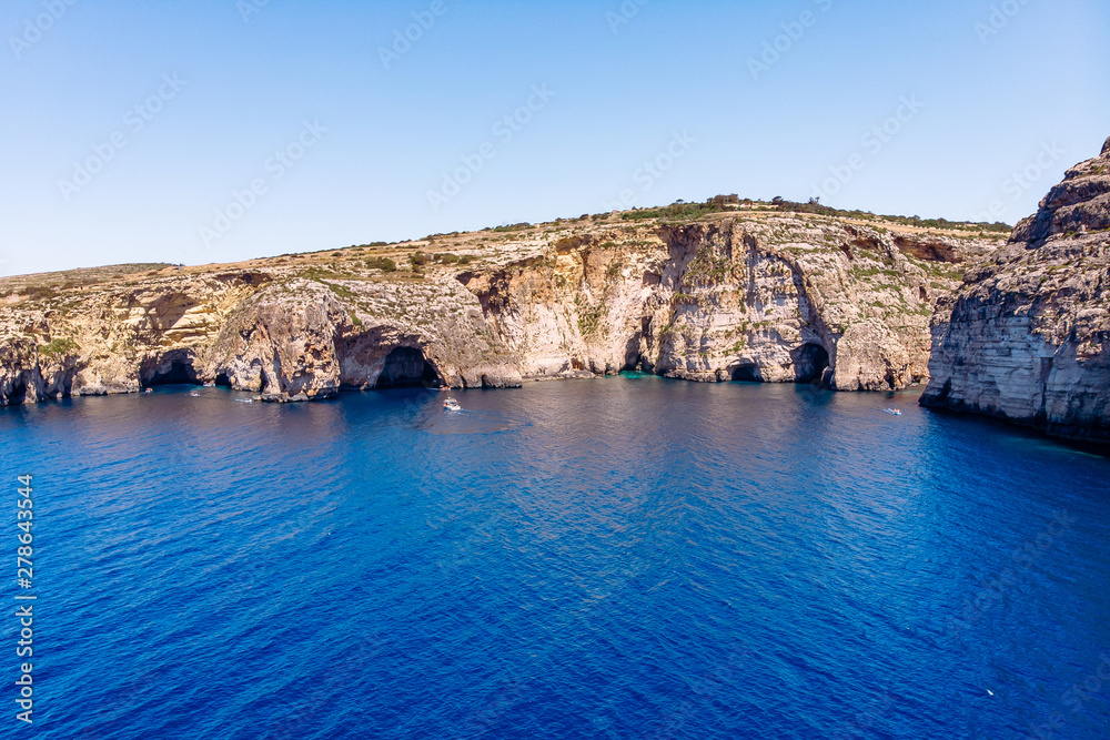 Blue Grotto in Malta. Aerial top view from Mediterranean Sea Blue Grotto in Malta. Aerial top view from Mediterranean Sea