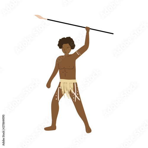Aboriginal african warrior man with long metal lance