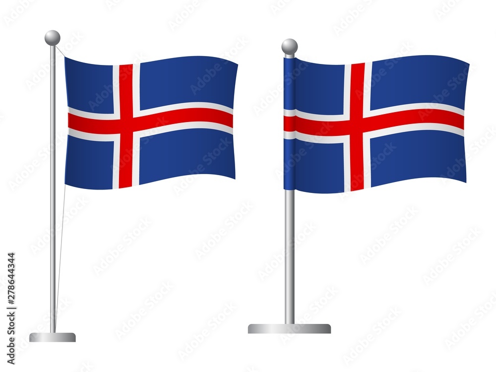 Iceland flag on pole icon