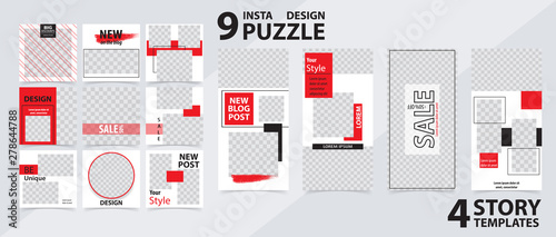 Trendy editable template for social networks stories and posts, vector illustration.