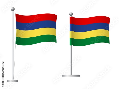 Free Download Mauritius flag on pole icon - GFXLoad