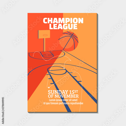 Modern basketball poster template with sample text and background arena