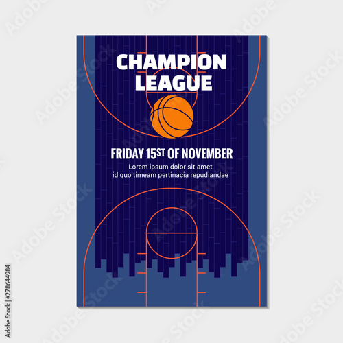 Modern basketball poster template with sample text and background arena