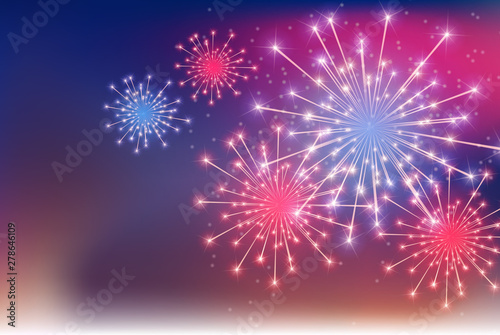 Glossy Fireworks Background Vector Illustration