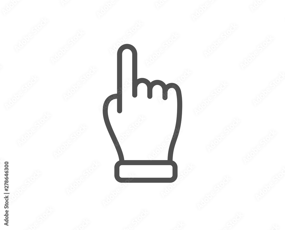 Click hand line icon. One finger palm sign. Direction gesture symbol. Quality design element. Linear style click hand icon. Editable stroke. Vector Click hand line icon. One finger palm sign. Direction gesture symbol. Quality design element. Linear style click hand icon. Editable stroke. Vector