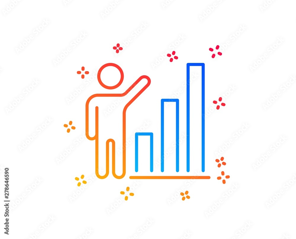 Graph line icon. Column chart sign. Growth diagram symbol. Gradient design elements. Linear graph chart icon. Random shapes. Vector Graph line icon. Column chart sign. Growth diagram symbol. Gradient design elements. Linear graph chart icon. Random shapes. Vector