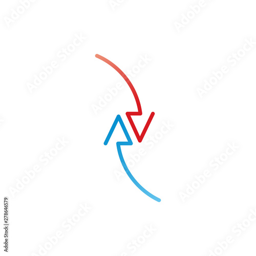 Two arrows red and blue in ...
