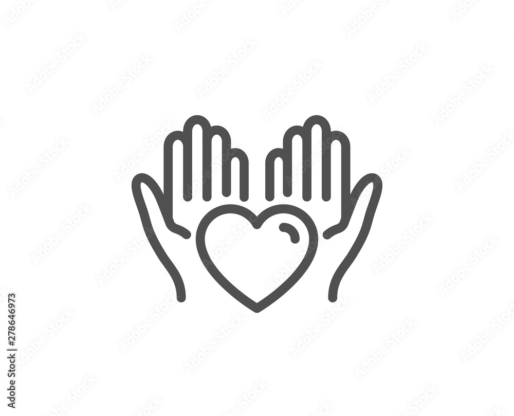 Hold heart line icon. Care love emotion sign. Valentine day symbol. Quality design element. Linear style hold heart icon. Editable stroke. Vector Hold heart line icon. Care love emotion sign. Valentine day symbol. Quality design element. Linear style hold heart icon. Editable stroke. Vector