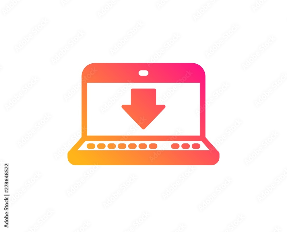 Download icon. Internet Downloading with Laptop sign. Load file symbol. Classic flat style. Gradient internet downloading icon. Vector Download icon. Internet Downloading with Laptop sign. Load file symbol. Classic flat style. Gradient internet downloading icon. Vector
