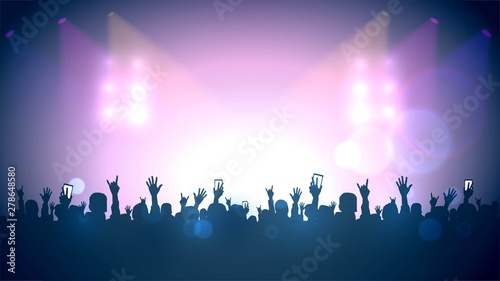 Obraz na płótnie Scene, crowd of fans, rock concert, music festival, night club