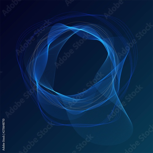 Wavy round glowing frame, shining ring of smoke