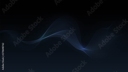 Dark background with transparent wave, smoke, steam, abstract background