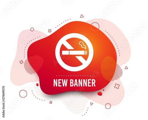 Fluid badge. No Smoking sign icon. Quit smoking. Cigarette symbol. Abstract shape. Gradient smoke icon. Flyer liquid banner. Vector