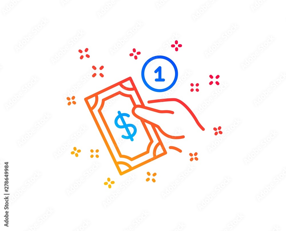 Payment method line icon. Give cash money sign. Gradient design elements. Linear payment method icon. Random shapes. Vector