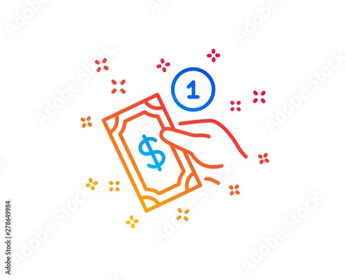Payment method line icon. Give cash money sign. Gradient design elements. Linear payment method icon. Random shapes. Vector