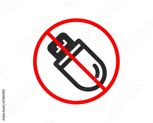 No or Stop. Usb stick icon. Computer memory component sign. Data storage symbol. Prohibited ban stop symbol. No usb stick icon. Vector