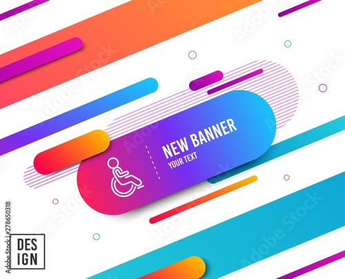 Disabled line icon. Handicapped wheelchair sign. Person transportation symbol. Diagonal abstract banner. Linear disabled icon. Geometric line shapes. Vector
