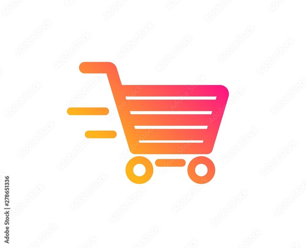 Delivery Service icon. Shopping cart sign. Express Online buying. Supermarket basket symbol. Classic flat style