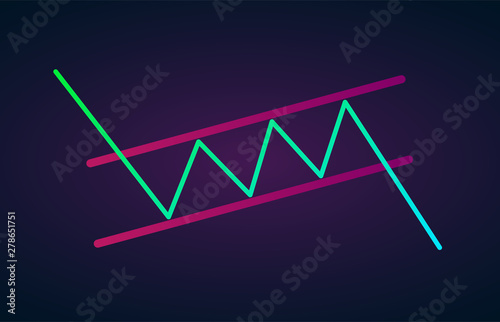 Bearish Rectangle - continuation price chart pattern vector icon. Technical analysis. Strong uptrend between two parallel levels. Stock, cryptocurrency graph, forex analytics, trading market breakouts
