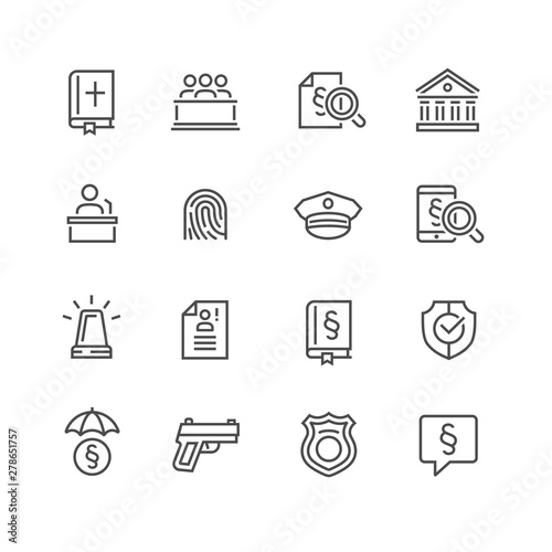 Law and Order Linear Vector Icons Set