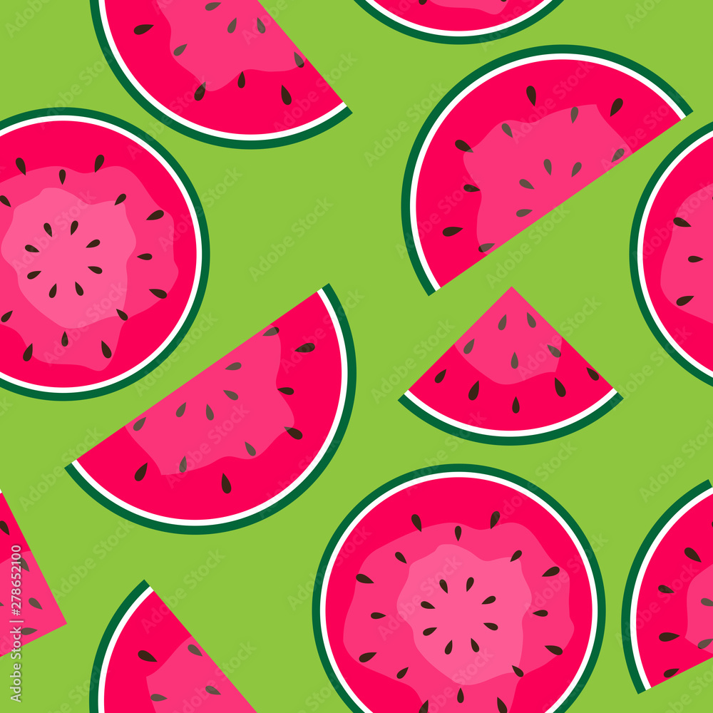 Seamless Pattern Background with Watermelon. Vector Illustration.