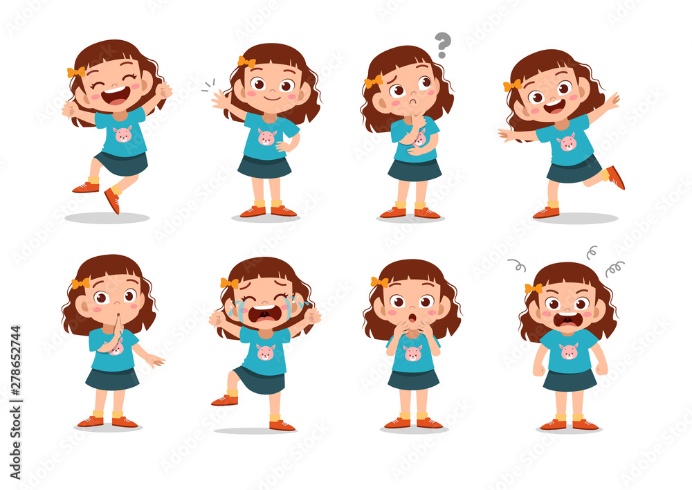 kid child expression vector illustration set bundle