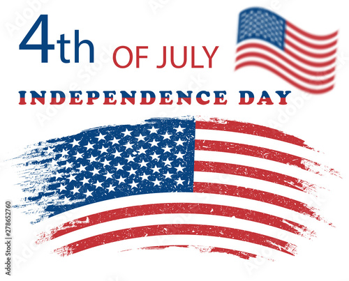 Illustration 4 July independence day USA . American grunge flag. Vector poster, banner, holiday card, light background.