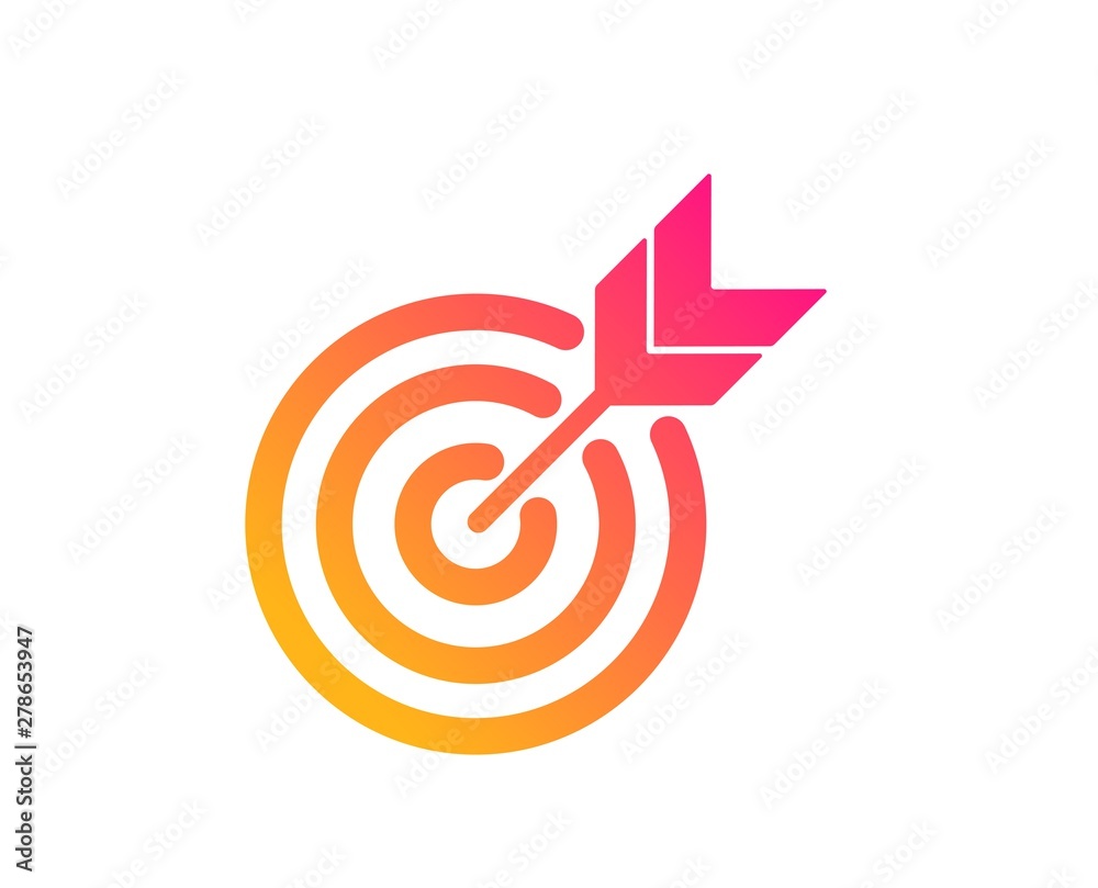 Target icon. Marketing targeting strategy symbol. Aim with arrows sign. Classic flat style. Gradient target icon. Vector Target icon. Marketing targeting strategy symbol. Aim with arrows sign. Classic flat style. Gradient target icon. Vector