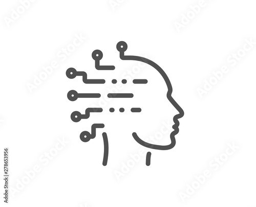 Artificial intelligence line icon. Ai head sign. Robotic intellect symbol. Quality design element. Linear style artificial intelligence icon. Editable stroke. Vector