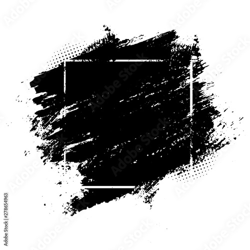 Black spots of paint on a white background. Grunge frame of paint. Vector illustration.