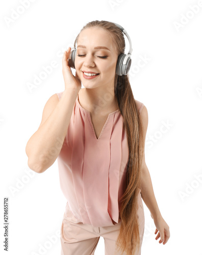 Happy young woman enjoying ...