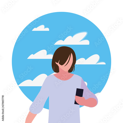 young man using smartphone social media