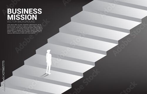 Silhouette of businessman standing on stair. Concept of people ready to up level of career and business.