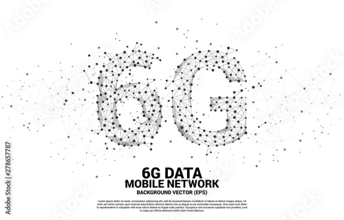 Vector Polygon dot connect line shaped 6G mobile network. Concept for mobile phone data technology.