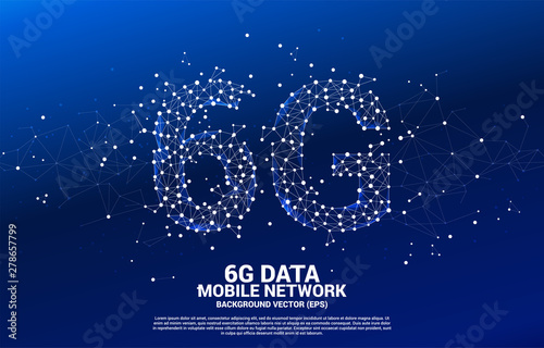 Vector Polygon dot connect line shaped 6G mobile network. Concept for mobile phone data technology.