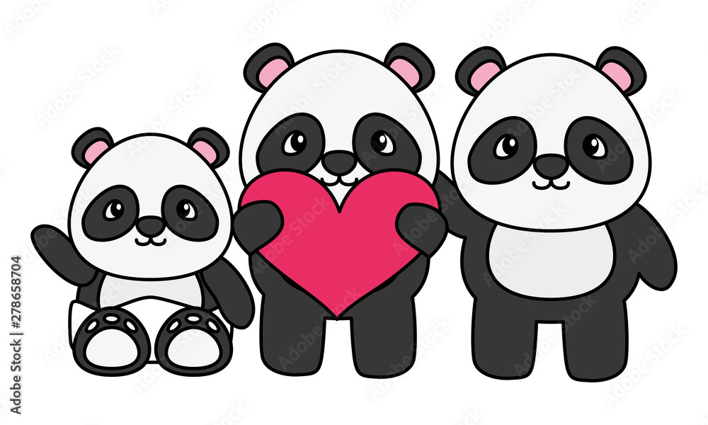 cute little family bears pandas characters cute little family bears pandas characters