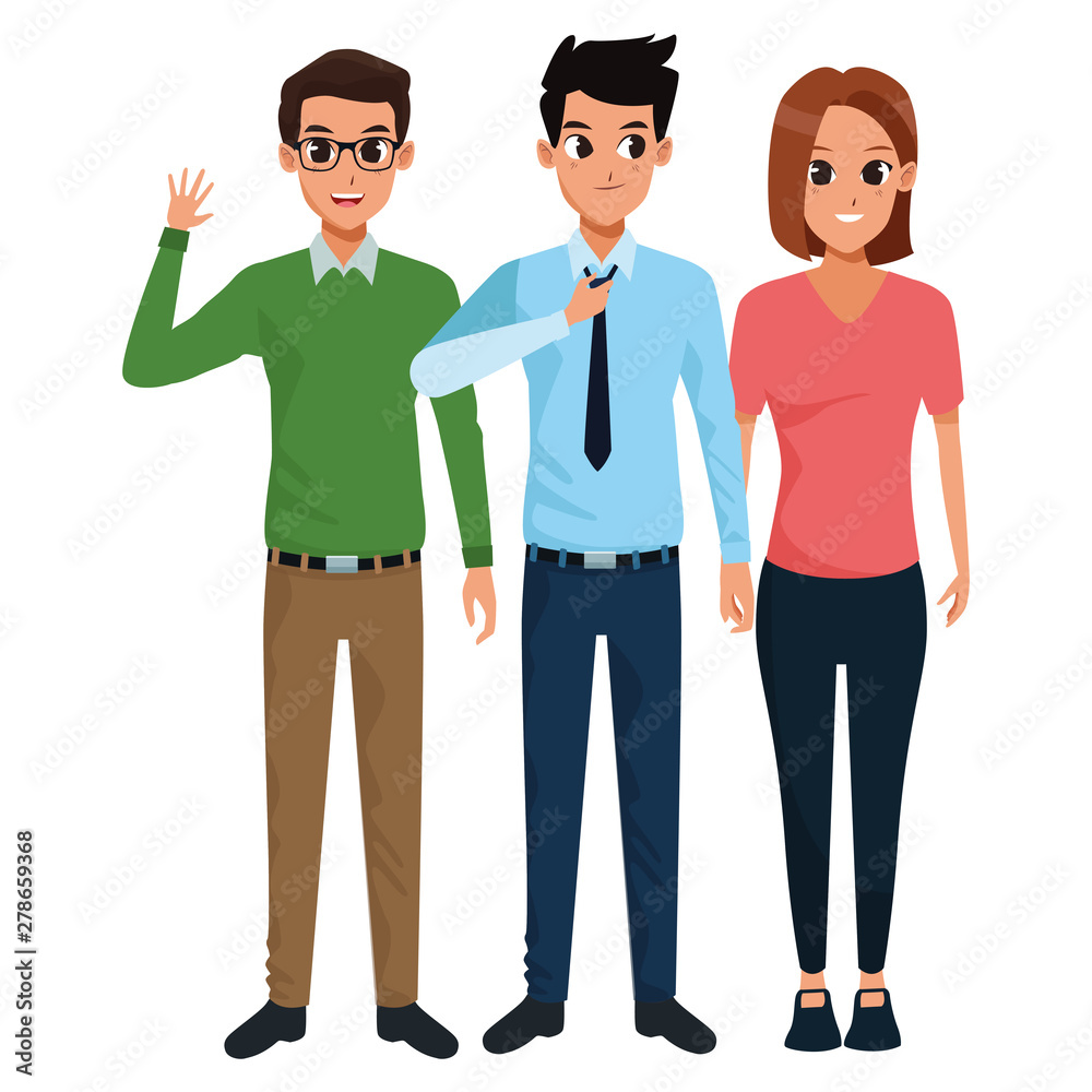 Fototapeta premium Young friends smiling and greeting