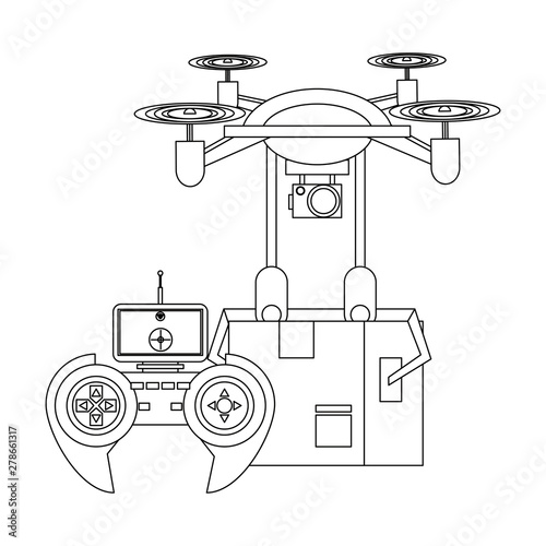 air drone remote control cartoon in black and white photo