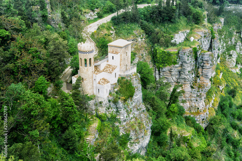 View of the Pepoli Turret o Pepoli Castle in  Erice, Sicily, Italy photo