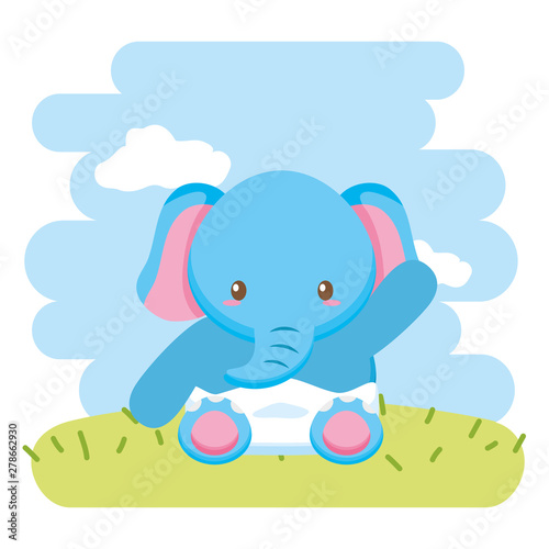 Fototapeta Naklejka Na Ścianę i Meble -  cute little elephant baby character