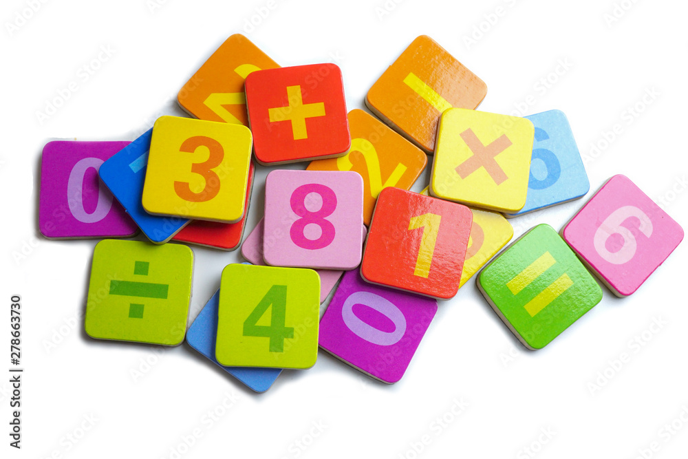 Math Number colorful on white background : Education study mathematics learning teach concept. Math Number colorful on white background : Education study mathematics learning teach concept.